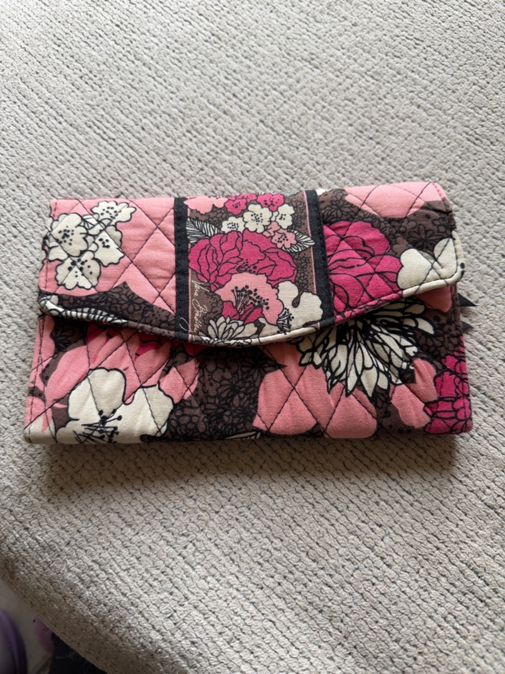 Vera Bradley Pink Floral Quilted Fold-Over Wallet